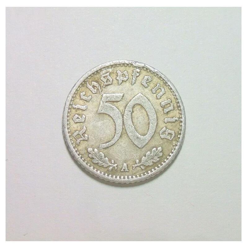 德国第三帝国1939年A版50芬尼 好品