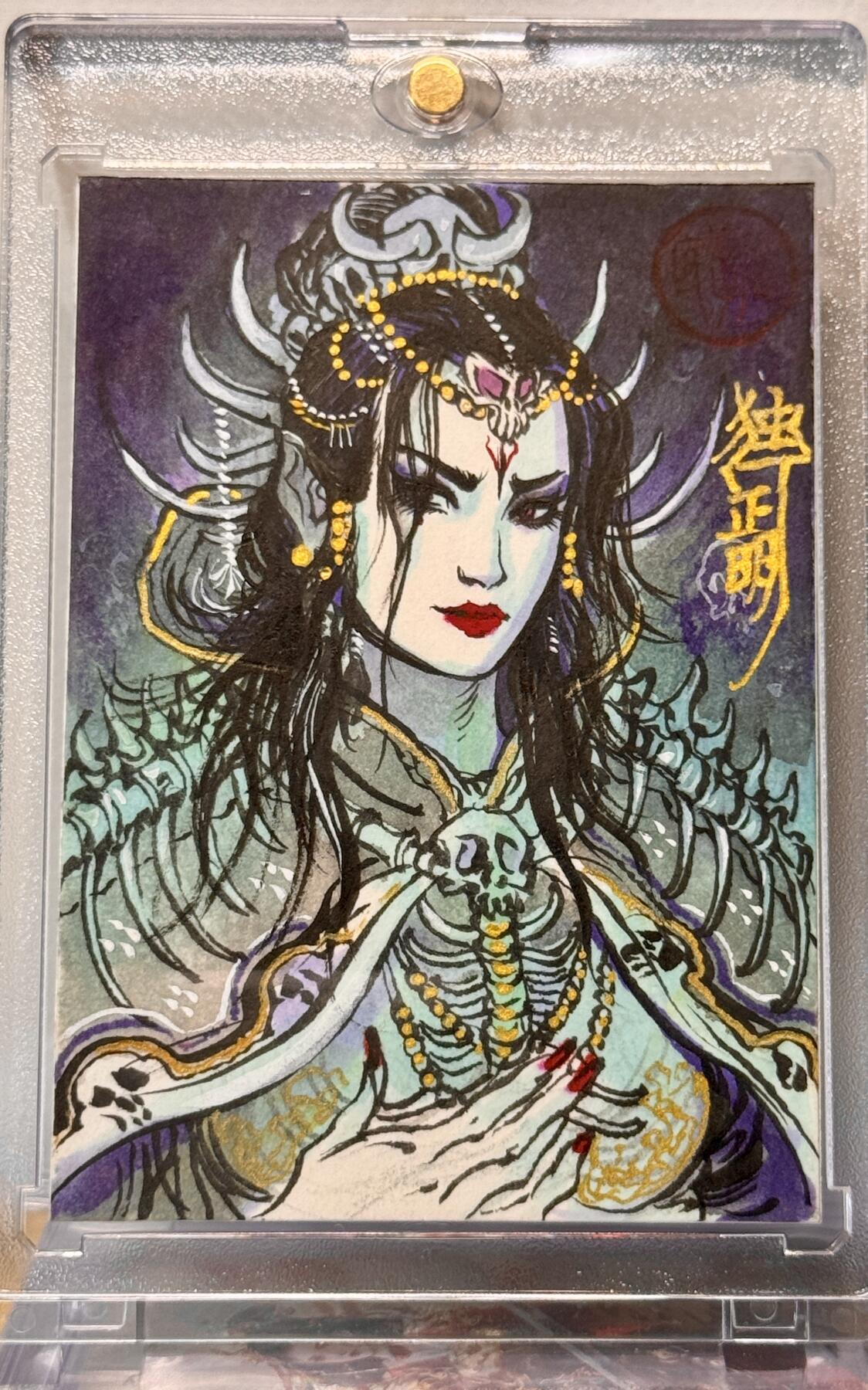 白泽拍卖卡牌手绘专场第16期（未知东郭清明酒，何似西窗谷雨茶） 2025 独行正明手绘卡 白骨精 独行正明亲签 卡砖封装