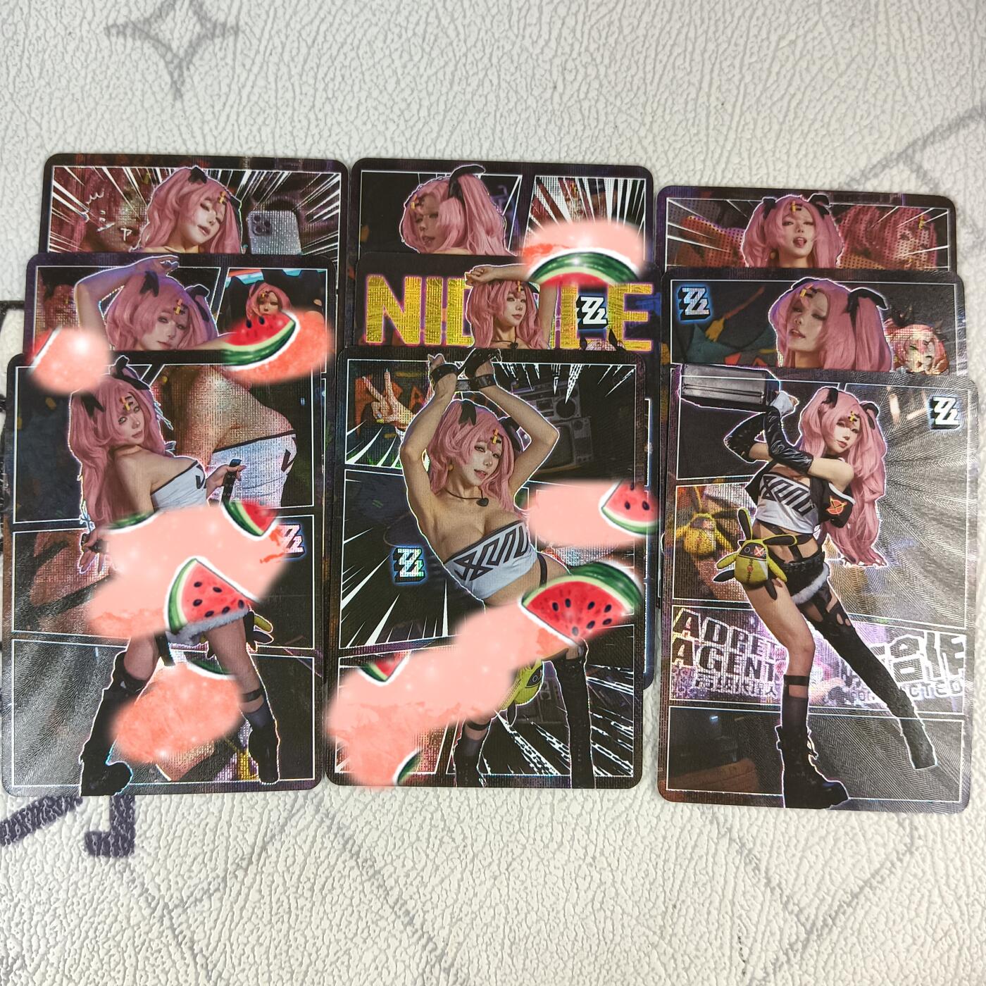 花开卡拍第十八期（收拍品，无佣金，不寄存，自制卡难免瑕疵，可能存在撞角爆边等出厂瑕疵，品控介意勿拍！） 冰狗精选cos第18弹 绝区零·妮可（卡背九拼）9张 折光纱布 出厂品质