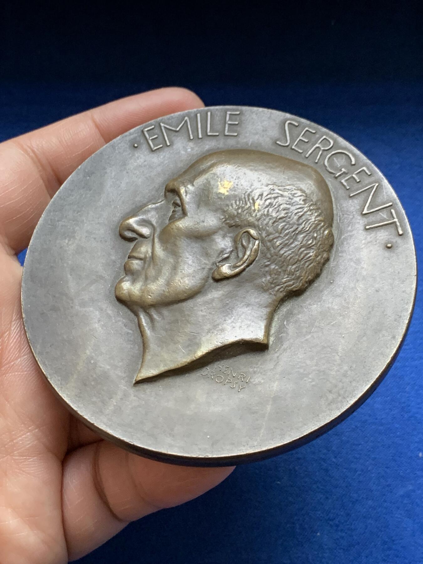 《竞宝斋》第375场 周日，周一，周二 3场连拍 （全场包邮） 名家Dropsy作医学教授埃米尔大铜章 290.8g 80.2mm 三角铜标