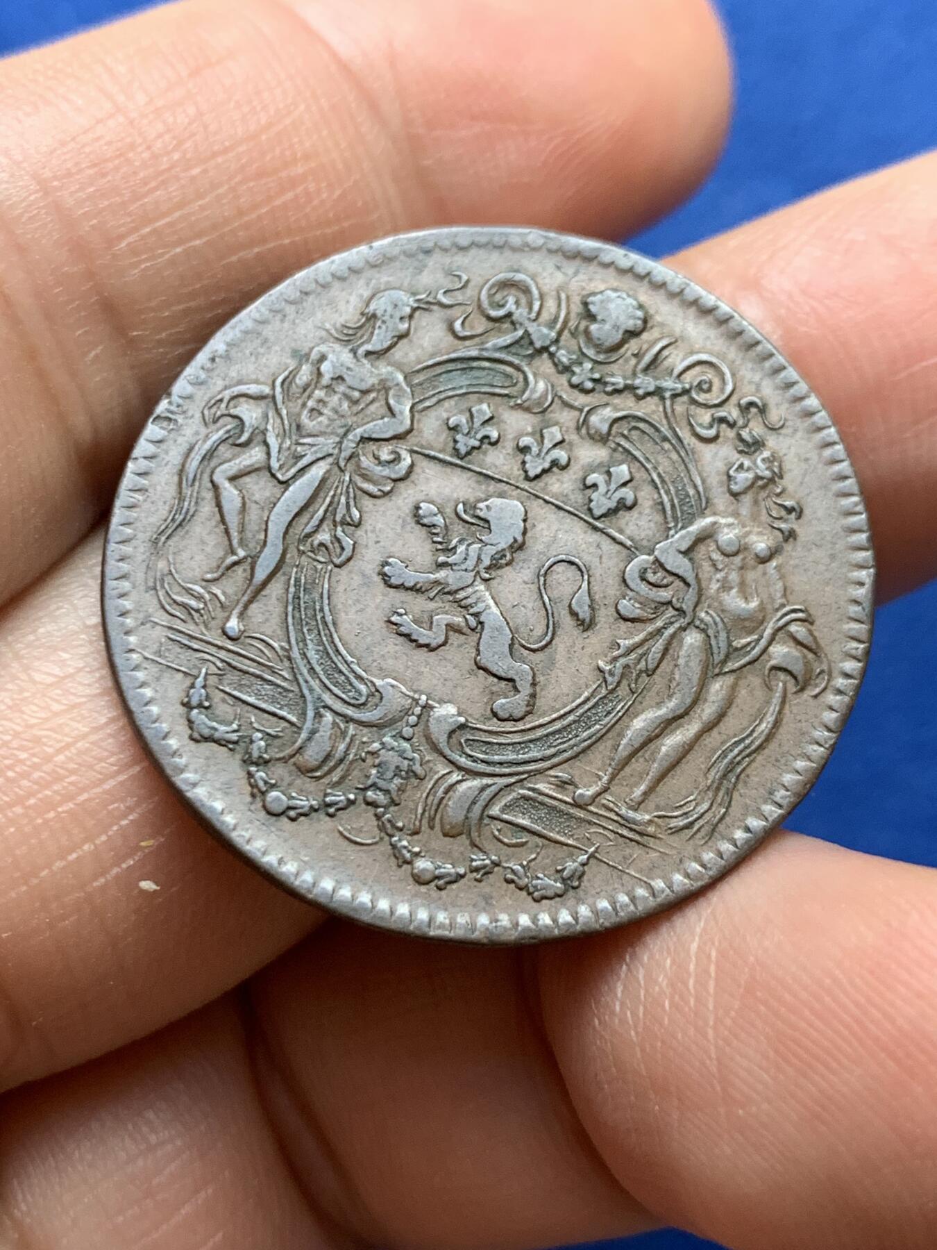 《竞宝斋》第375场 周日，周一，周二 3场连拍 （全场包邮） 法国1751年带有里昂市长Pierre Dugas徽章的铜质代币，9.7g，30.3mm