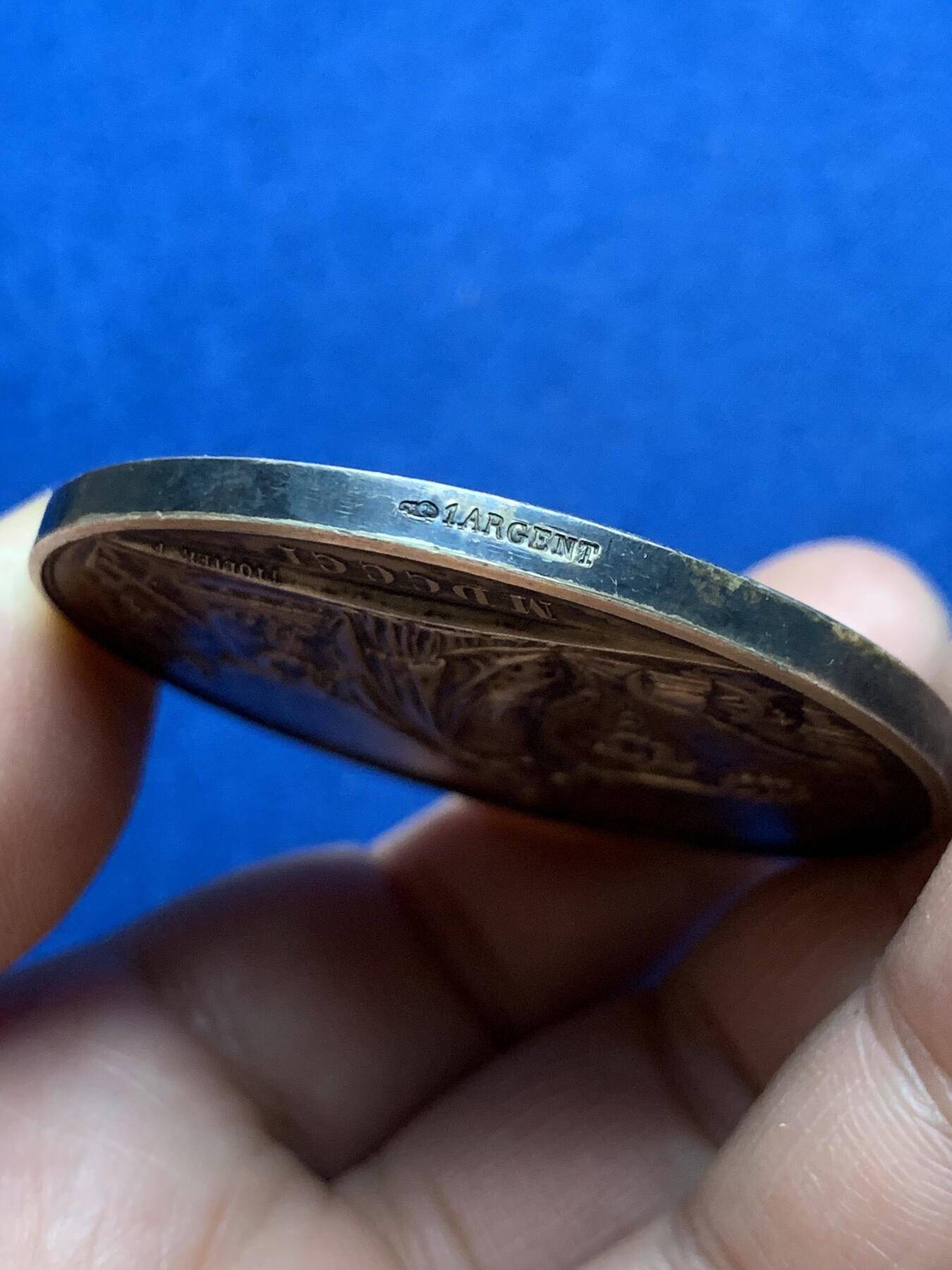 《竞宝斋》第375场 周日，周一，周二 3场连拍 （全场包邮） 法国工商业女神镀金银章 丰饶角1银 66.95g 51mm