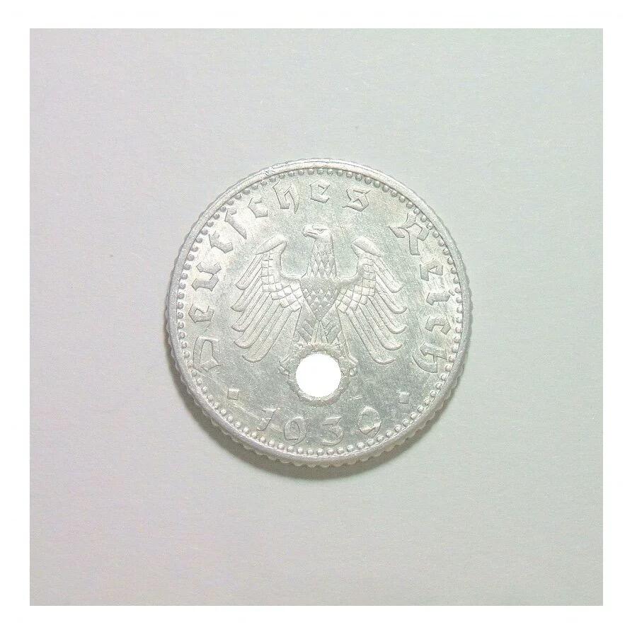 稀年 德国第三帝国1939年D版50芬尼 爽品