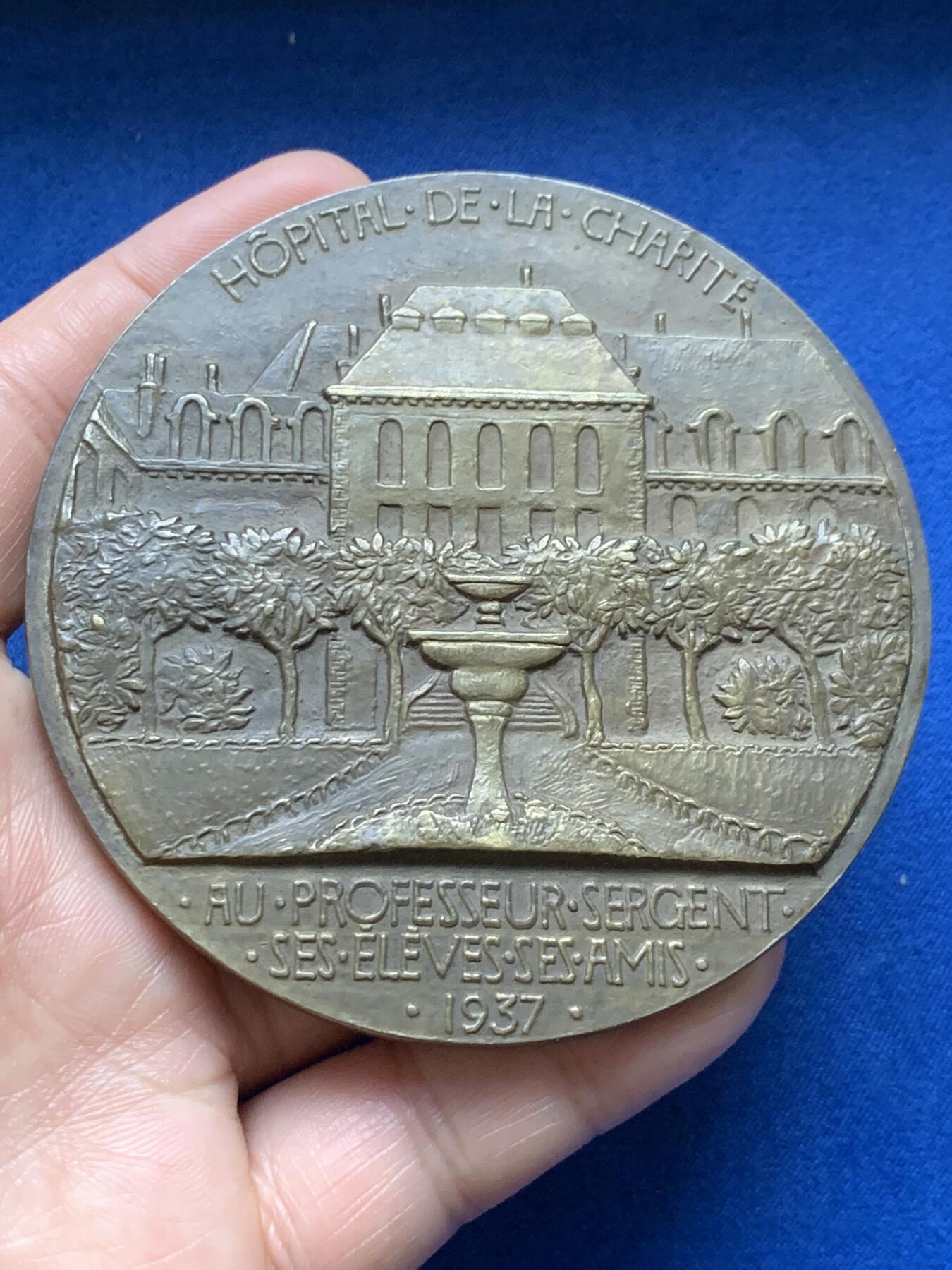 《竞宝斋》第375场 周日，周一，周二 3场连拍 （全场包邮） 名家Dropsy作医学教授埃米尔大铜章 290.8g 80.2mm 三角铜标