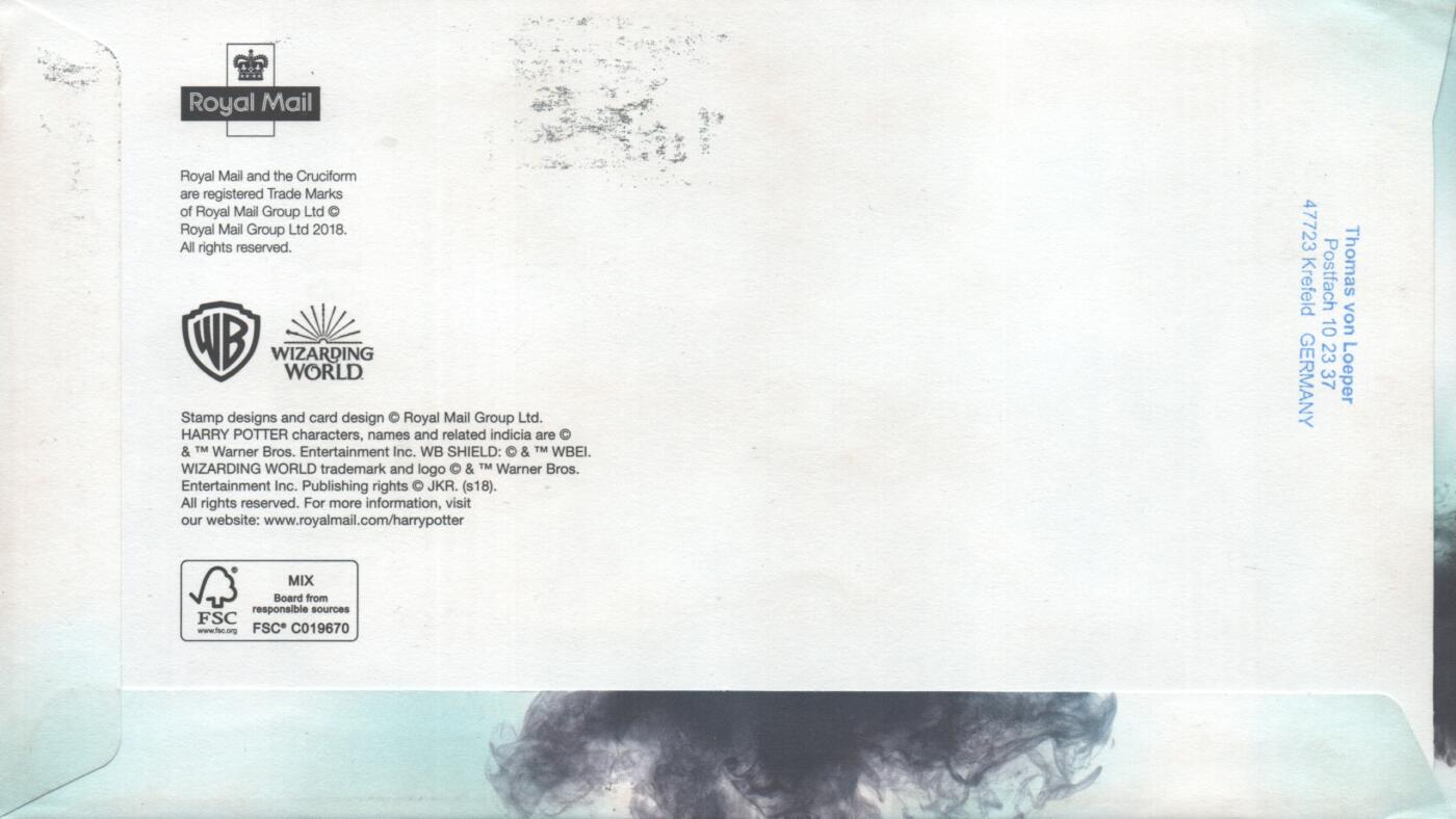 04月19日19:30大陆、澳门、香港邮政精品首日实寄封拍卖专场 2018英国《哈利波特》官封首日实寄封