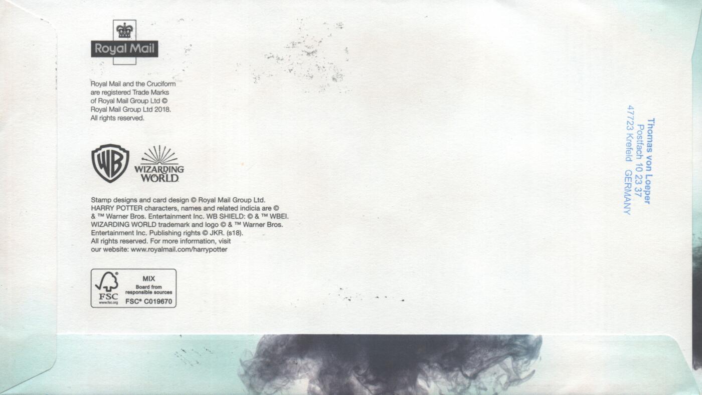 04月19日19:30大陆、澳门、香港邮政精品首日实寄封拍卖专场 2018英国《哈利波特》官封首日实寄封