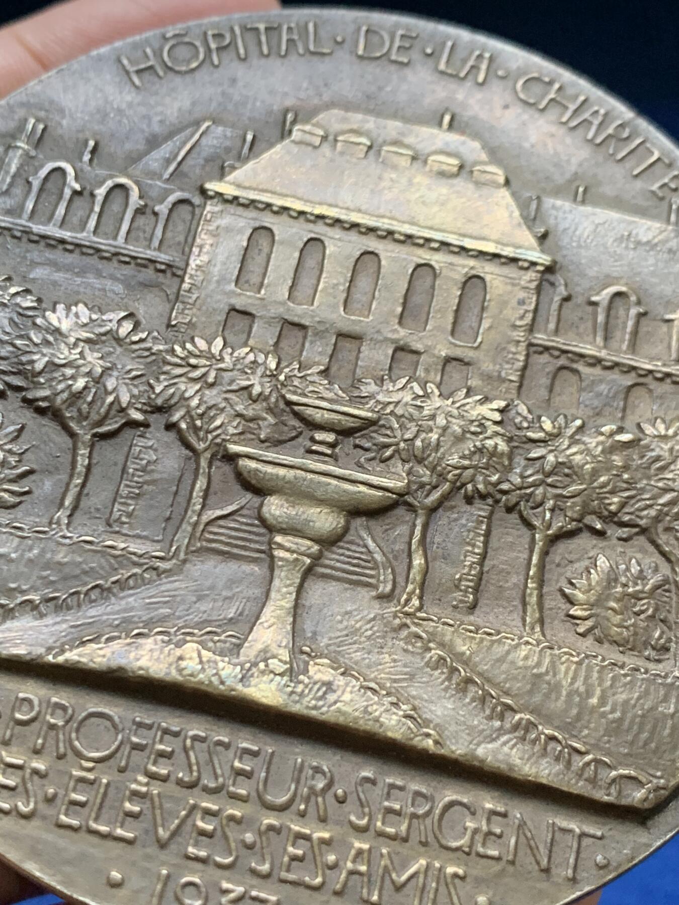 《竞宝斋》第375场 周日，周一，周二 3场连拍 （全场包邮） 名家Dropsy作医学教授埃米尔大铜章 290.8g 80.2mm 三角铜标