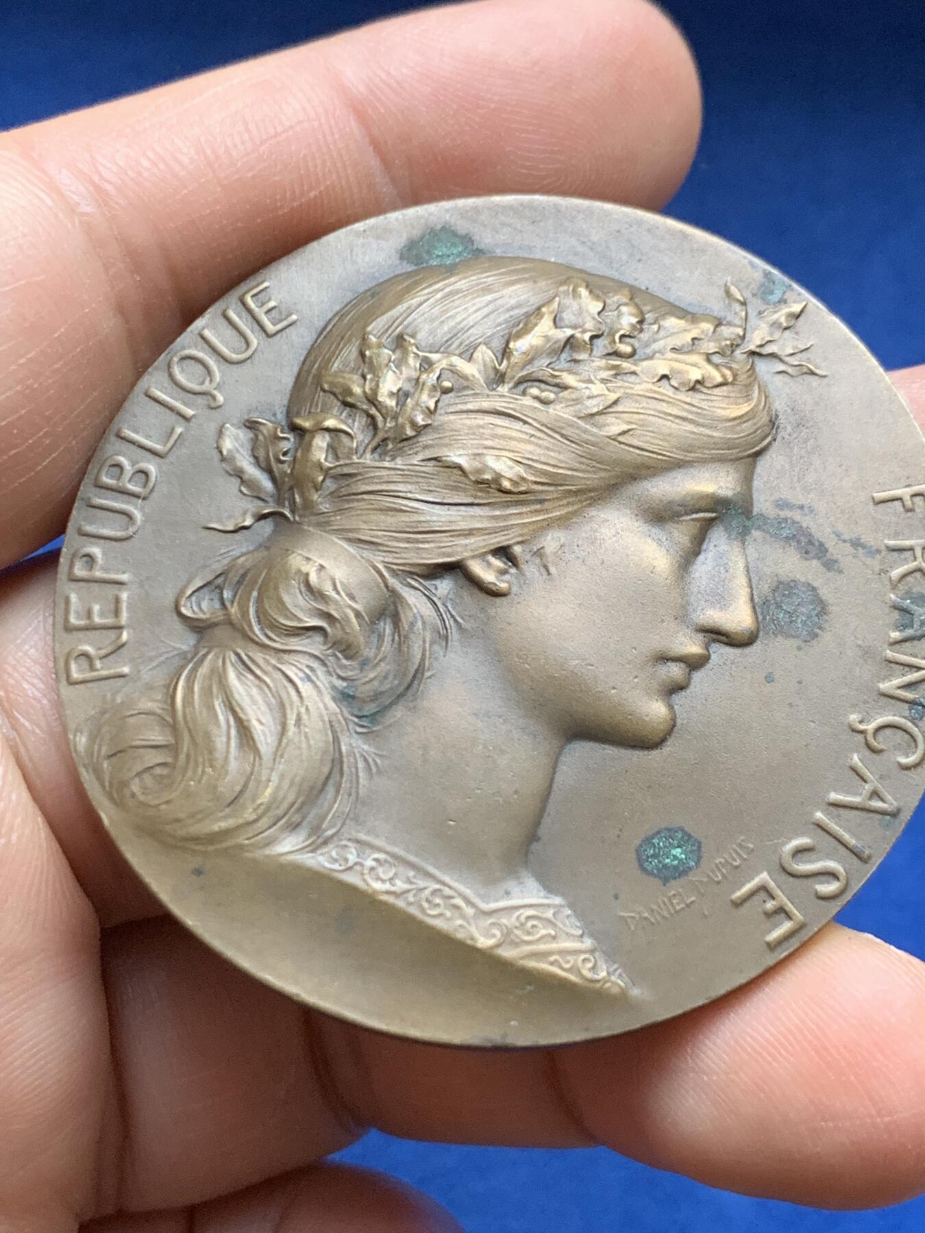 《竞宝斋》第375场 周日，周一，周二 3场连拍 （全场包邮） 法国玛丽安娜女神铜章 59.66g 50.5mm 丰饶角铜标