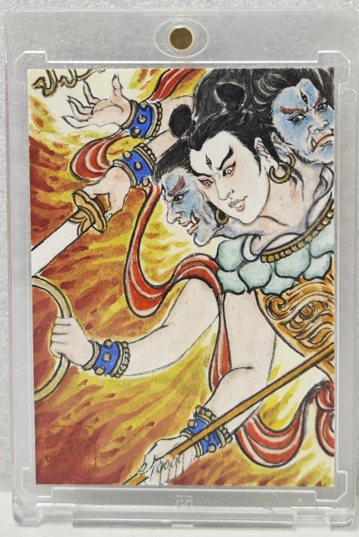 白泽拍卖卡牌手绘专场第16期（未知东郭清明酒，何似西窗谷雨茶） 2025 卢艺丰手绘卡 哪吒 三坛海会大神 卢艺丰亲签 卡砖封装