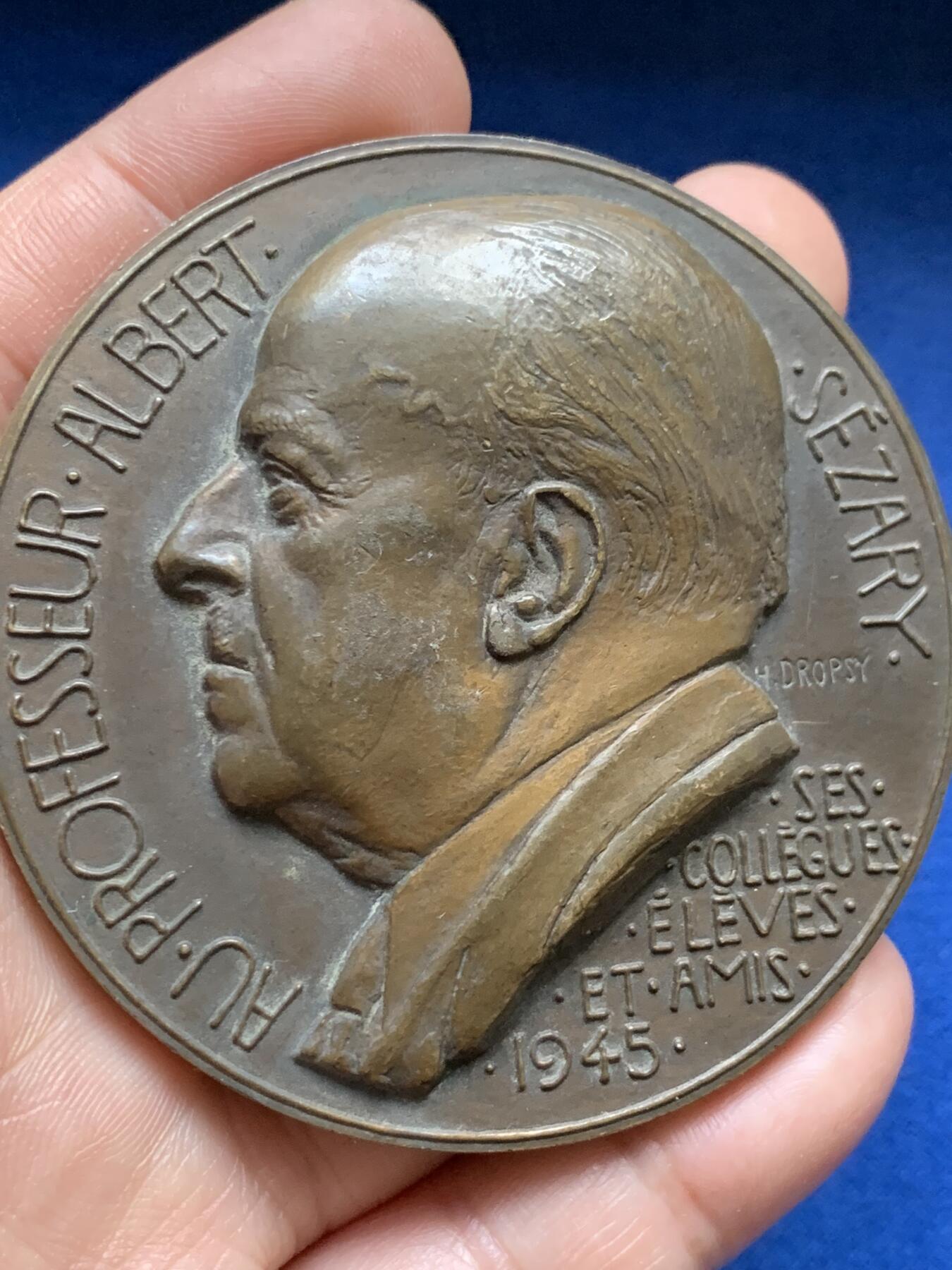 《竞宝斋》第375场 周日，周一，周二 3场连拍 （全场包邮） 名家Dropsy作1945年法国皮肤病专家Albert Sézary 大铜章 175g 67.5mm 丰饶角铜标