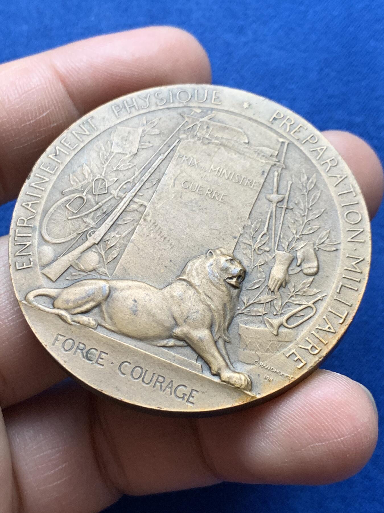 《竞宝斋》第375场 周日，周一，周二 3场连拍 （全场包邮） 法国一战征兵纪念铜章 带盒 66.4g 49.8mm