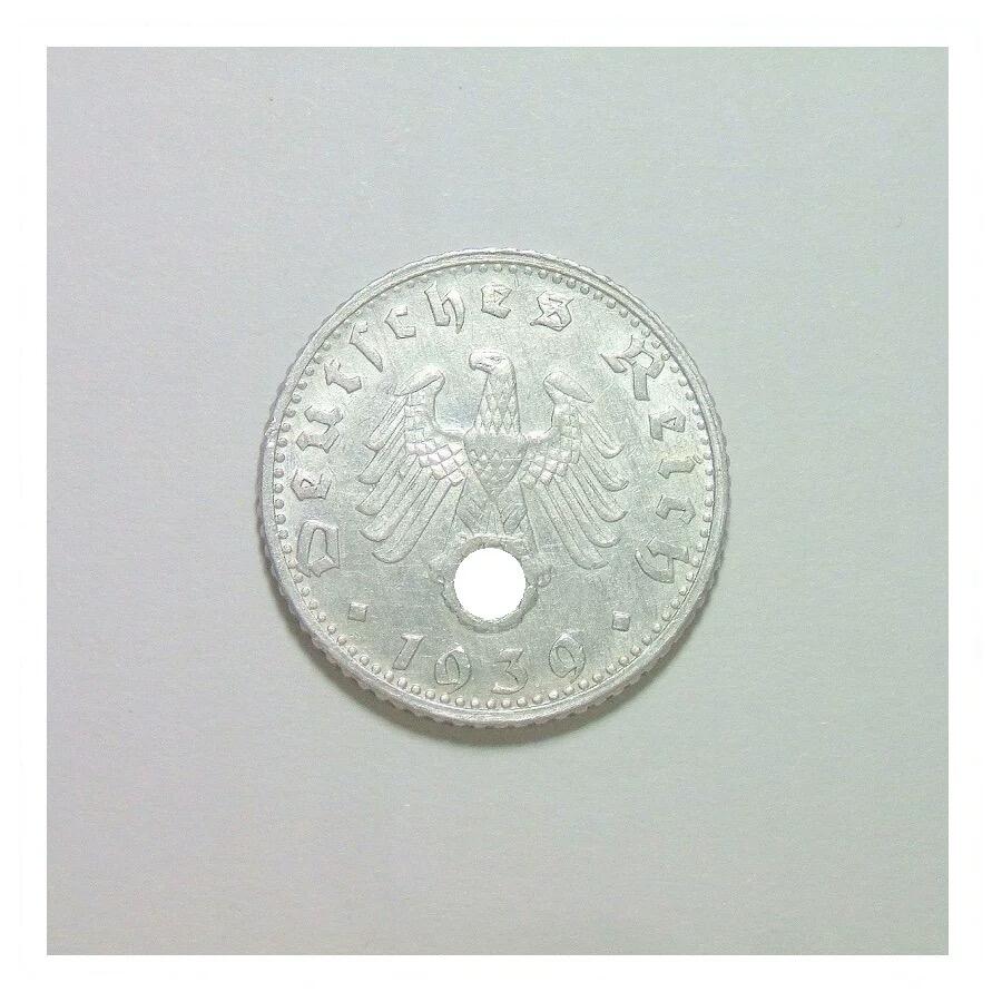 稀年 德国第三帝国1939年G版50芬尼 爽品