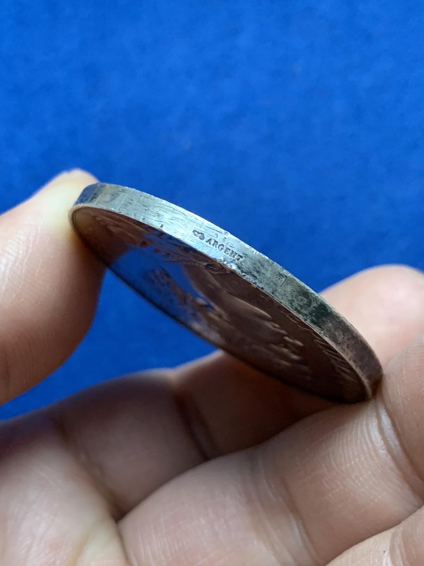 《竞宝斋》第375场 周日，周一，周二 3场连拍 （全场包邮） 法国勒米尔蒙地区农业展银章，32.65g，41.4mm，丰饶角边铭