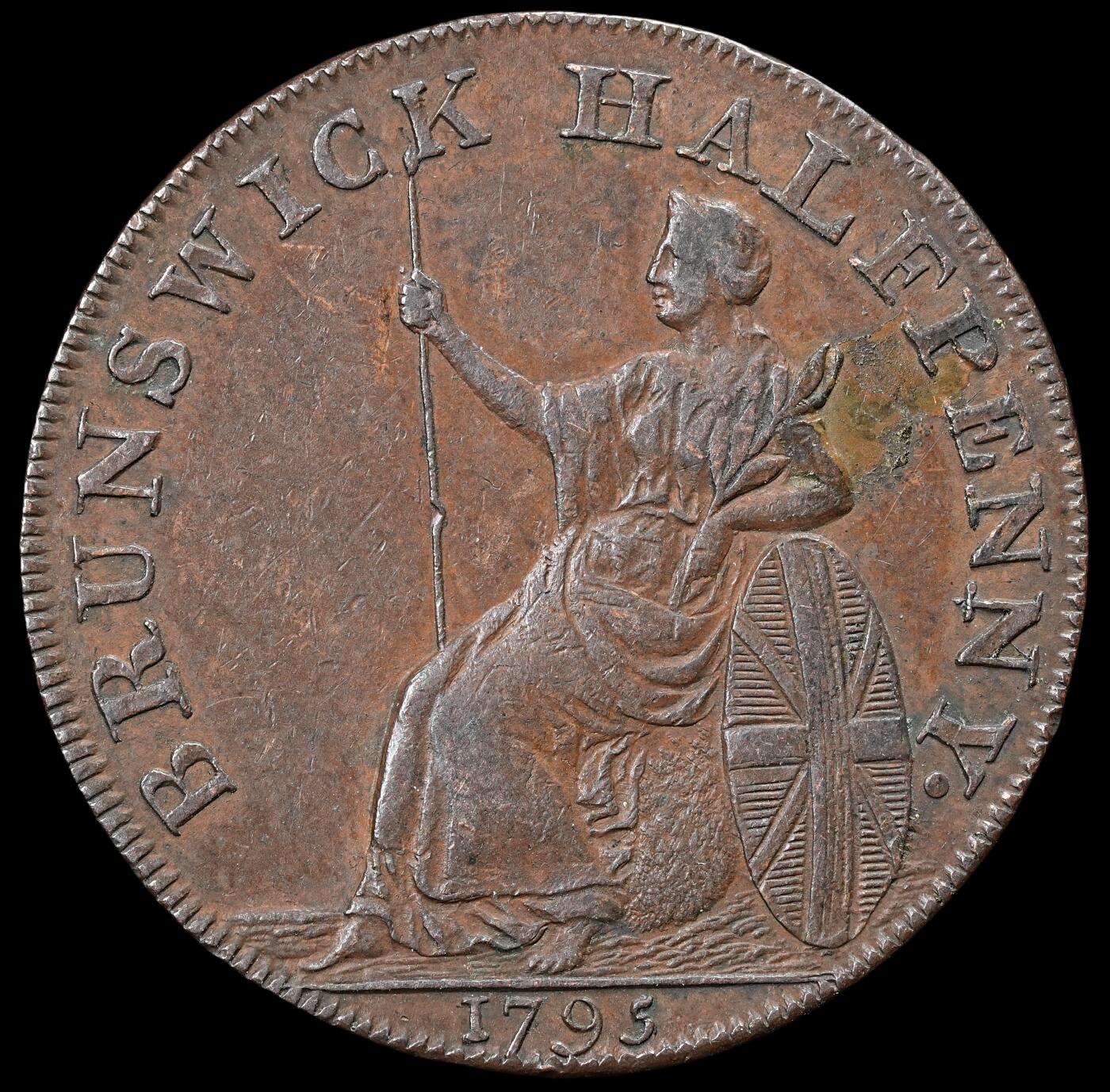 修遠堂世界钱币第六十六期 1795年英国BRUNSWICK1/2便士代用币 9.43g