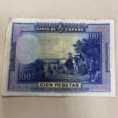 康怡轩钱币【世界纸币专场】第251012期  西班牙100比塞塔纸币  号码随机