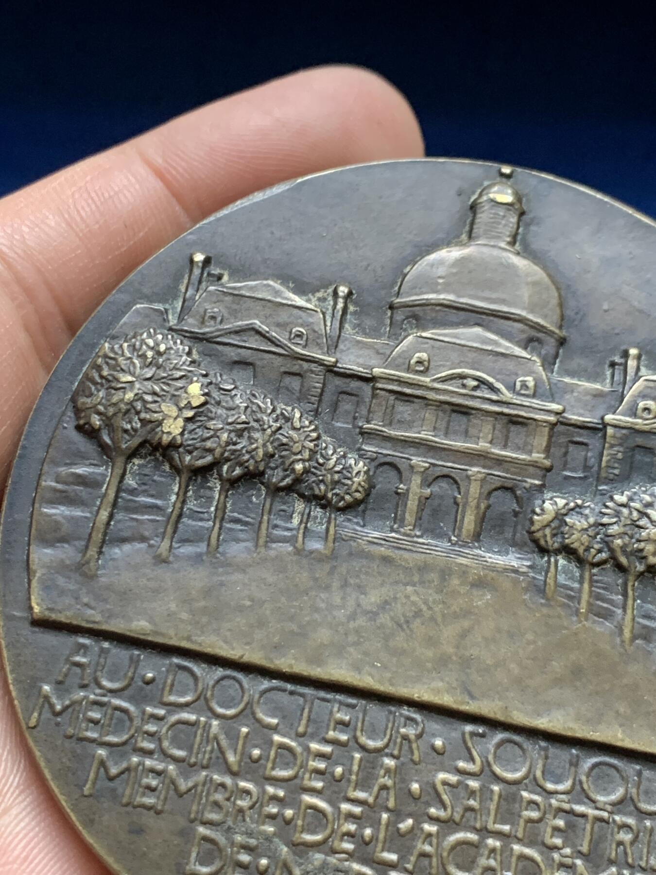 《竞宝斋》第375场 周日，周一，周二 3场连拍 （全场包邮） 名家Dropsy作法国医学教授Souques纪念大铜章 215.7g 67.9mm