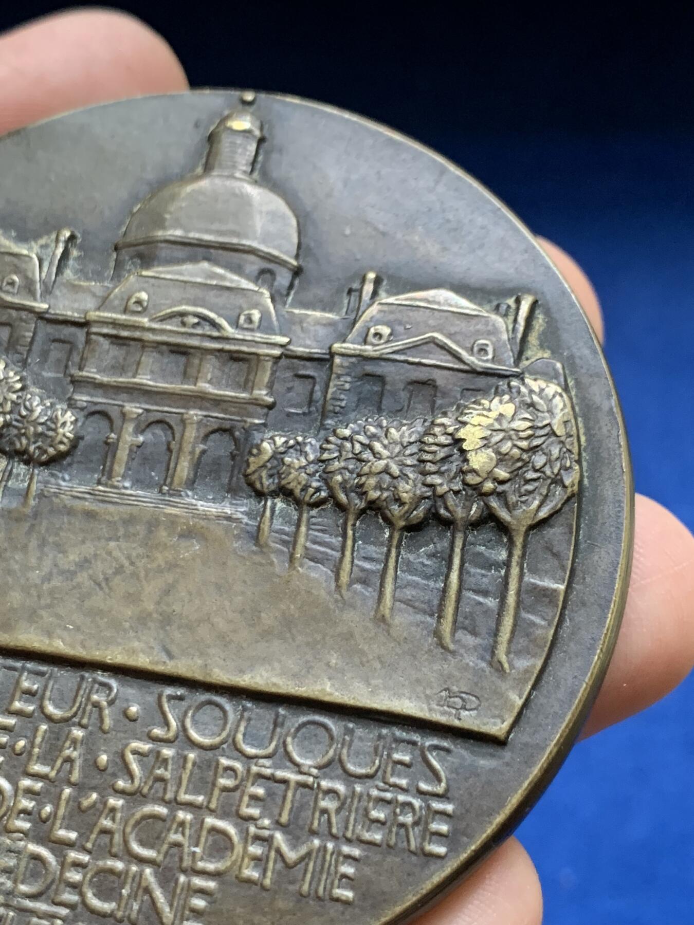 《竞宝斋》第375场 周日，周一，周二 3场连拍 （全场包邮） 名家Dropsy作法国医学教授Souques纪念大铜章 215.7g 67.9mm