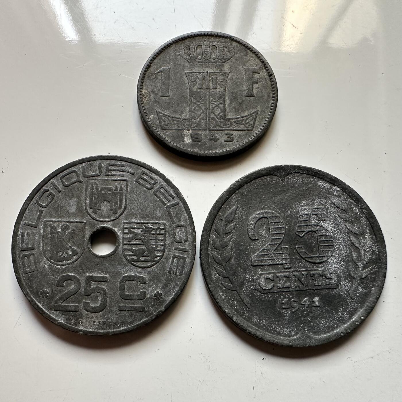 🌹外币初藏🌹🐯2025年第40场  每周二四六晚8️⃣点 接代拍 比利时荷兰二战锌币三枚