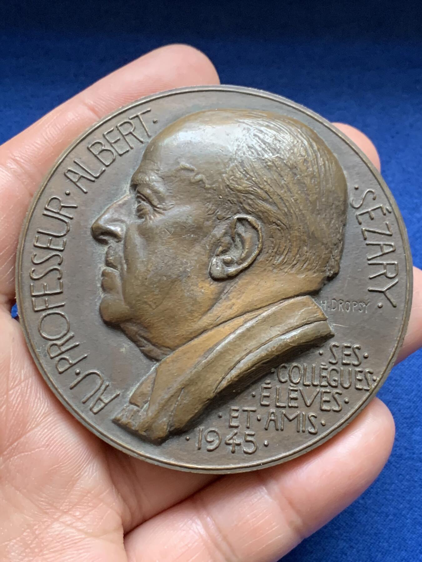 《竞宝斋》第375场 周日，周一，周二 3场连拍 （全场包邮） 名家Dropsy作1945年法国皮肤病专家Albert Sézary 大铜章 175g 67.5mm 丰饶角铜标