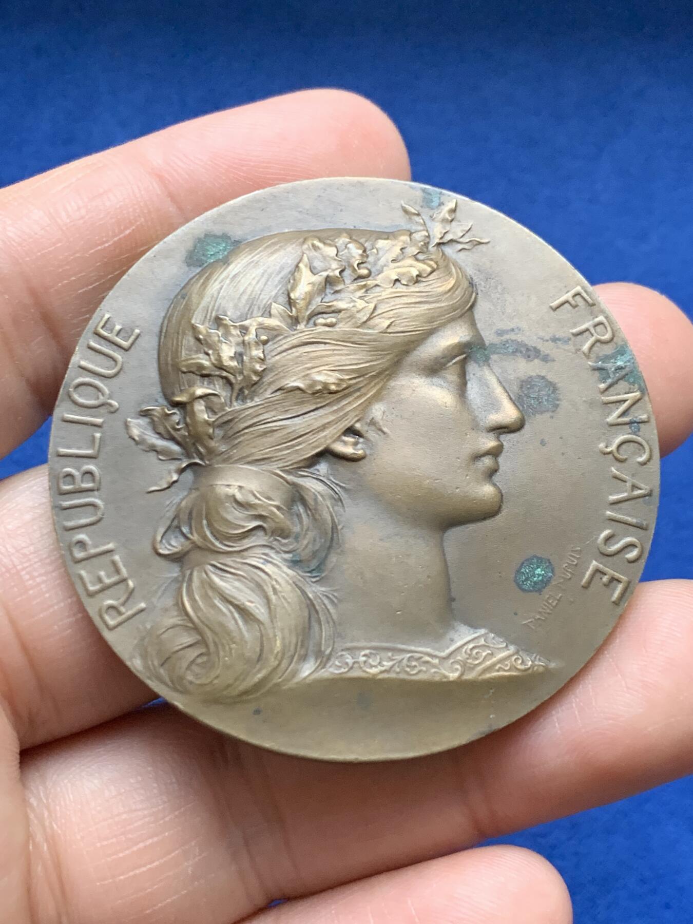 《竞宝斋》第375场 周日，周一，周二 3场连拍 （全场包邮） 法国玛丽安娜女神铜章 59.66g 50.5mm 丰饶角铜标