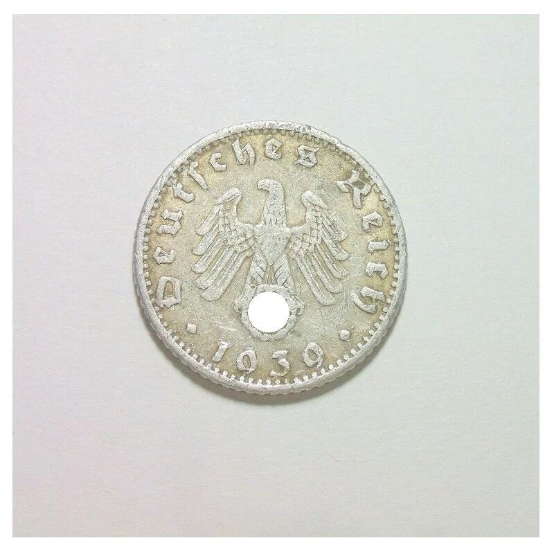 德国第三帝国1939年A版50芬尼 好品