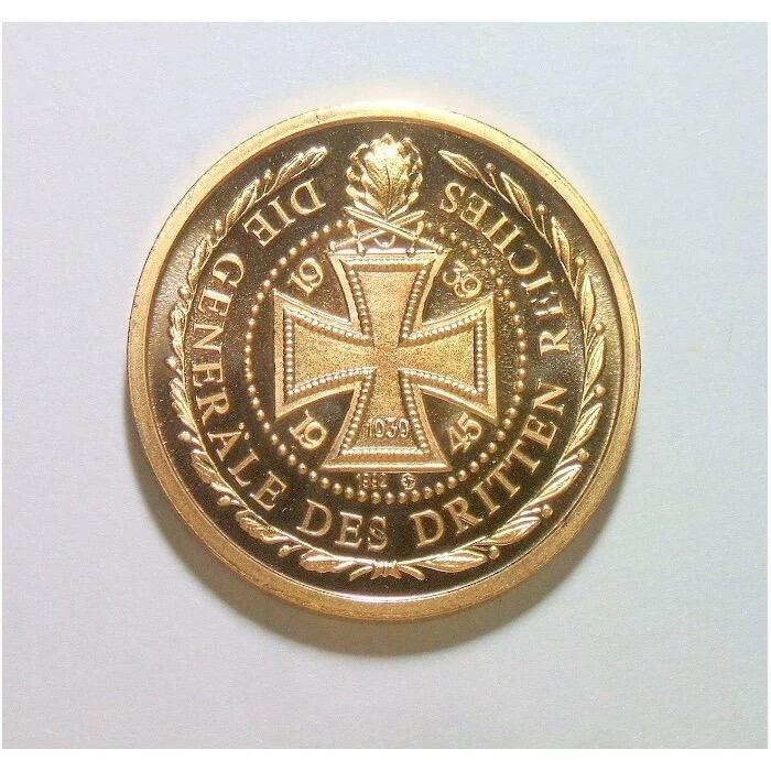 德国沙漠之狐隆美尔+铁十字 高浮雕精制镀金章 30MM 