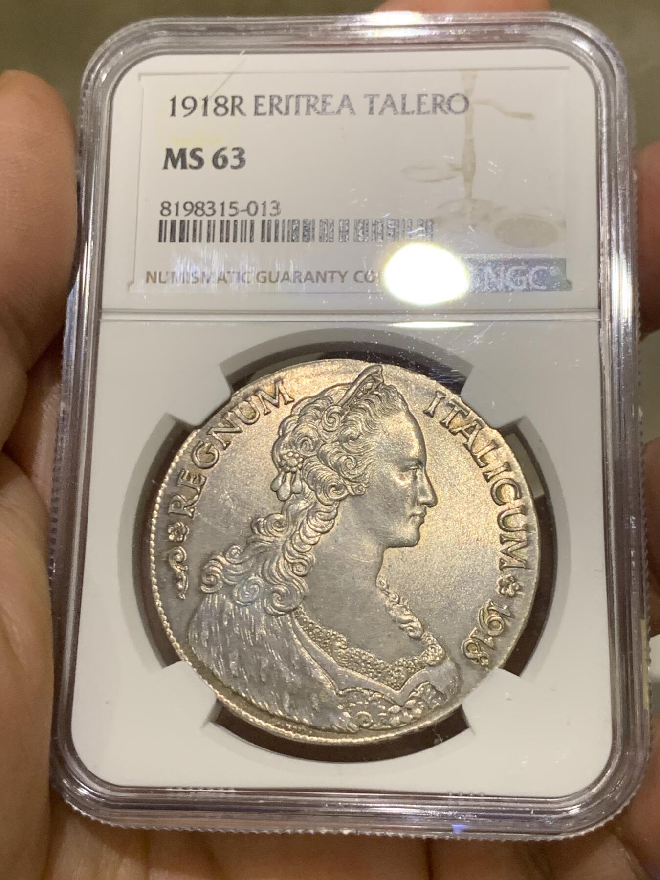 《竞宝斋》第373场 周日，周一，周二 3场连拍 （全场包邮） NGC MS63 意属厄立特里亚 1918年 特蕾莎 1TALERO大银币 转光好状态 高分值得入手