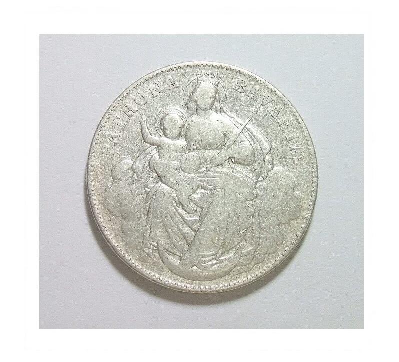 【银】德国巴伐利亚1865年 圣母抱婴1泰勒银币 好品