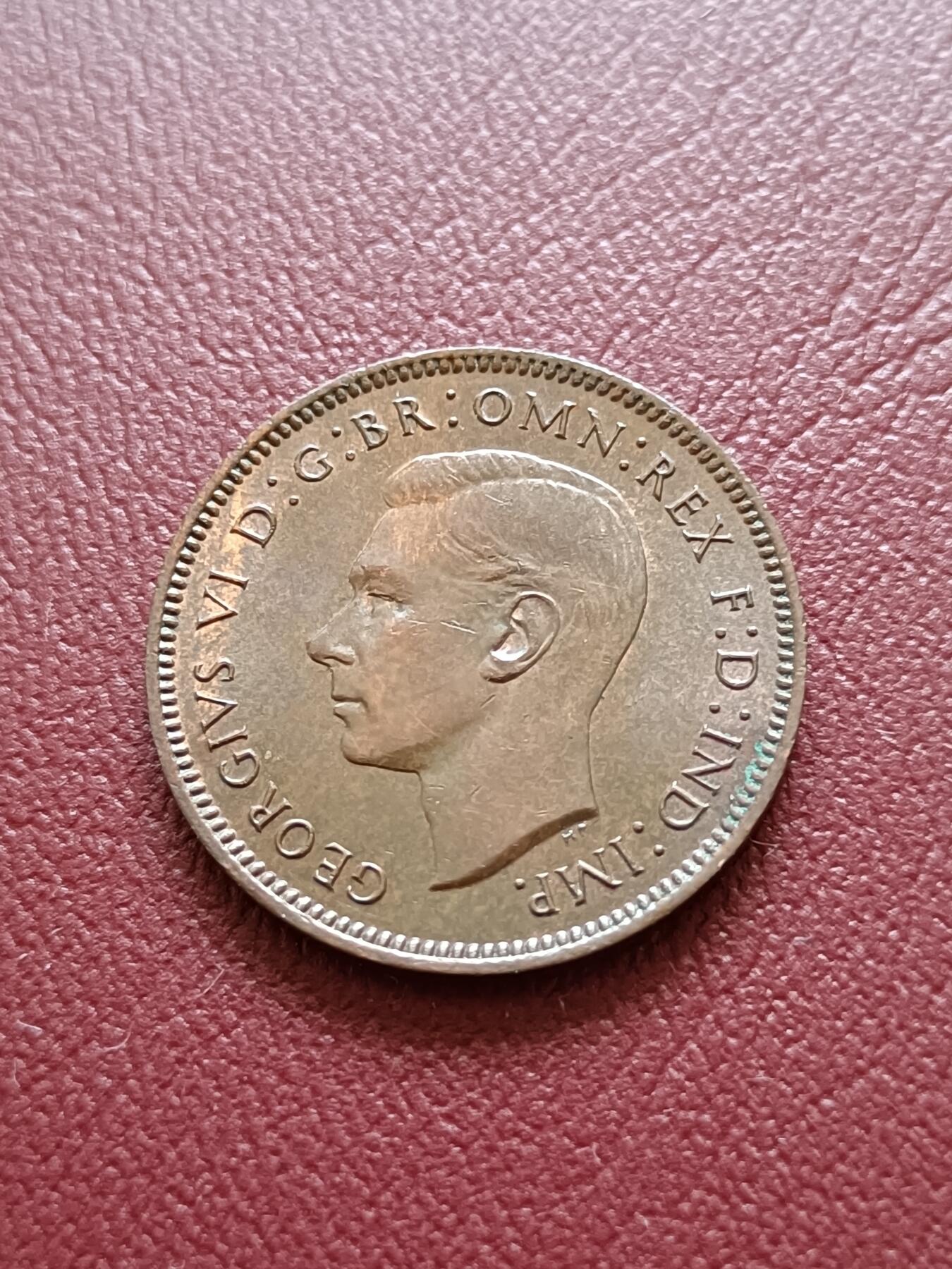 【云涧收藏】第二十场 英国1948年乔治六世1法新、1/2便士2枚
