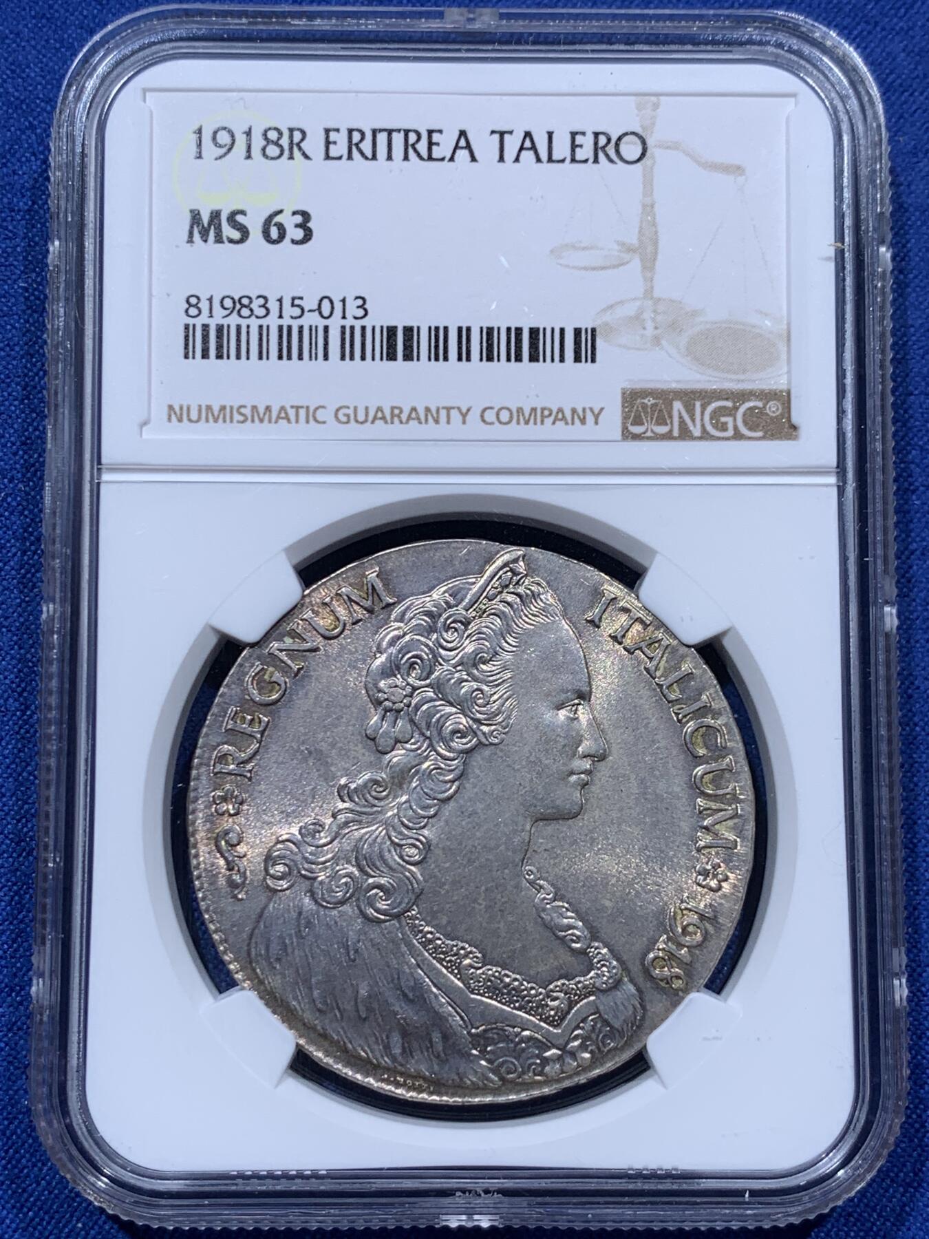 《竞宝斋》第373场 周日，周一，周二 3场连拍 （全场包邮） NGC MS63 意属厄立特里亚 1918年 特蕾莎 1TALERO大银币 转光好状态 高分值得入手