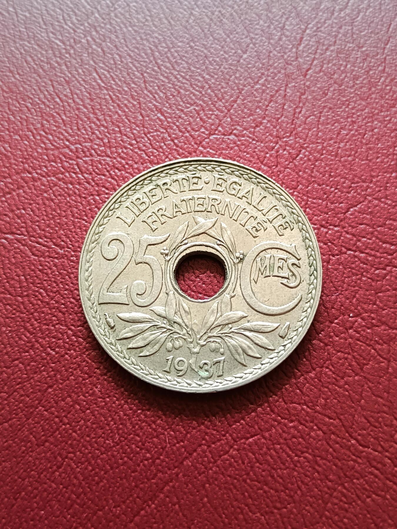 【云涧收藏】第二十场 法国1937年25生丁，好品
