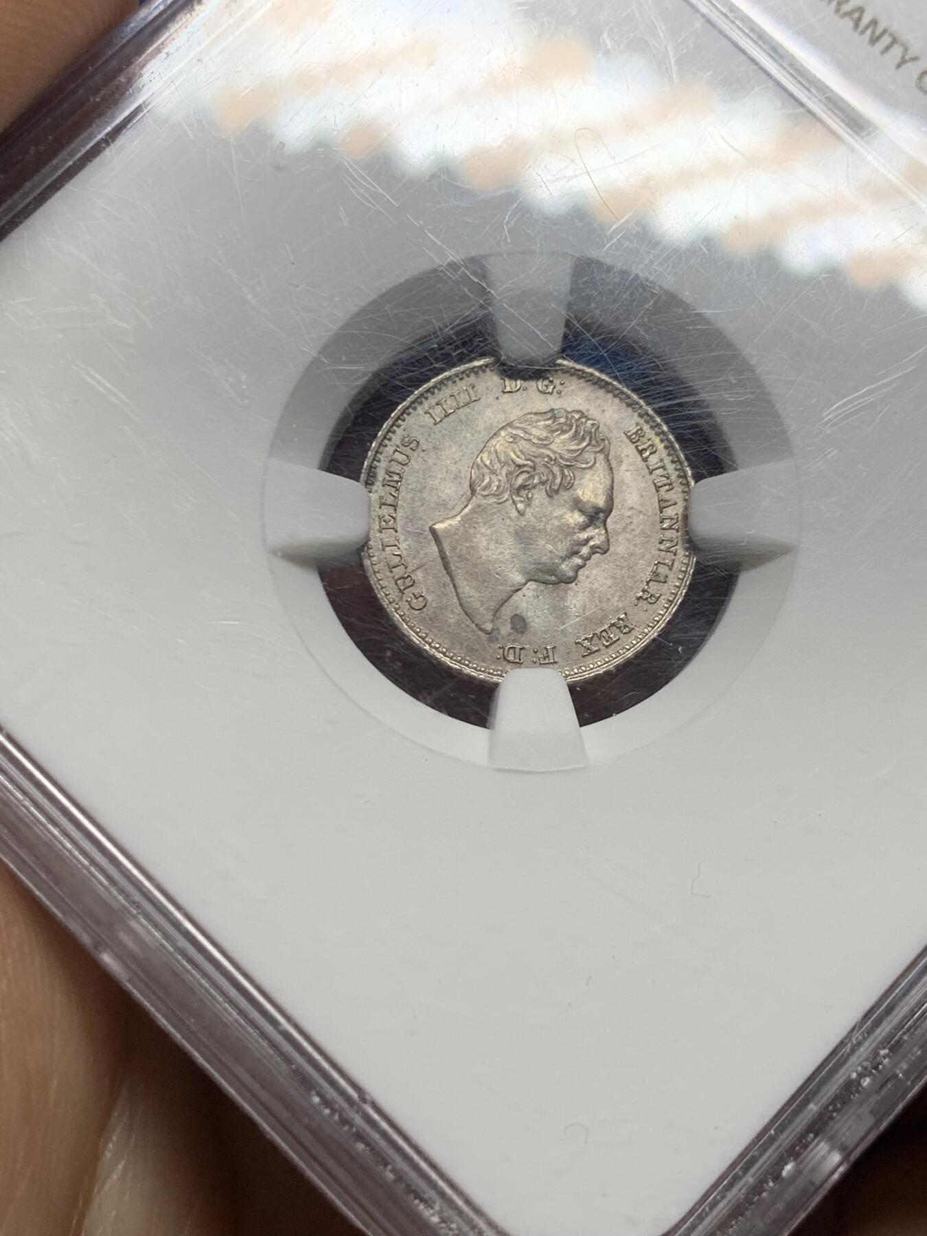 《竞宝斋》第373场 周日，周一，周二 3场连拍 （全场包邮） NGC MS63 英国1836年威廉四世4便士银币