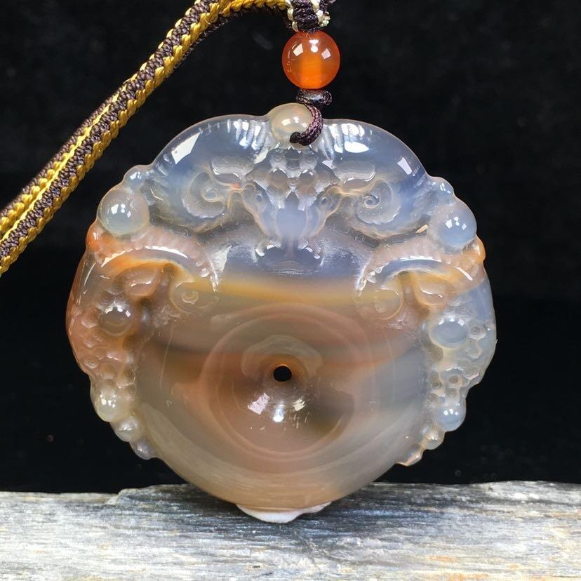 ❤️玛瑙荔枝冻三阳开泰平安扣挂件(36066) 尺寸50*49*7mm重量24g