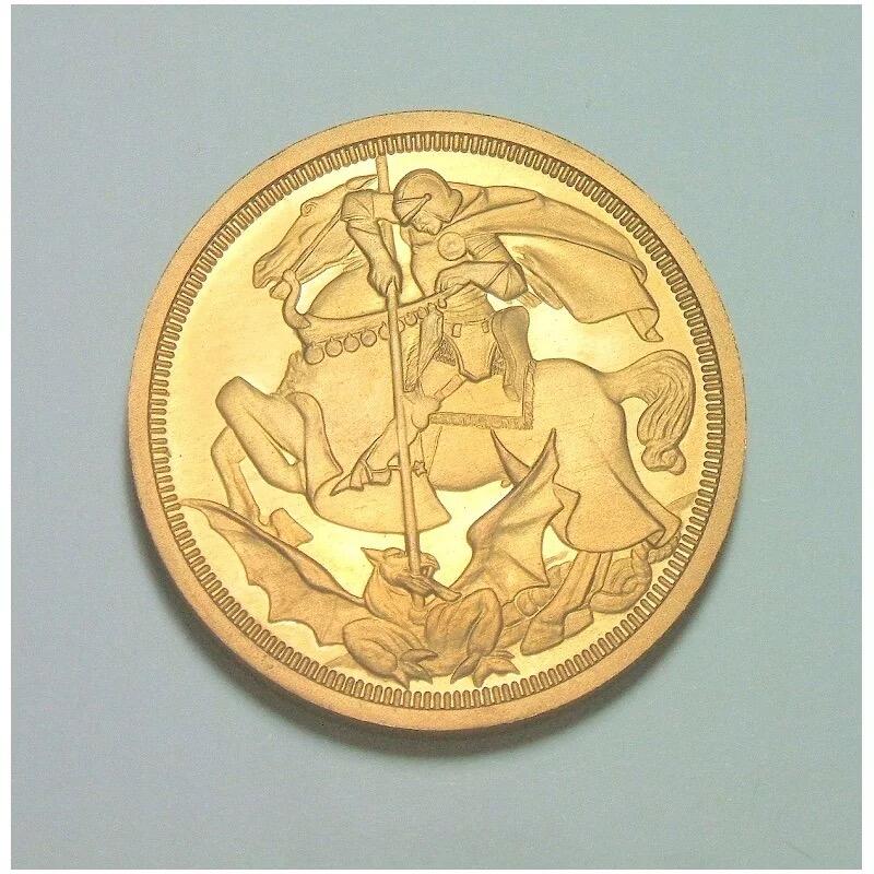 【艺术】【样币】英国乔治五世+屠龙马剑 高浮雕精制1克朗样币 发行量750枚 40MM