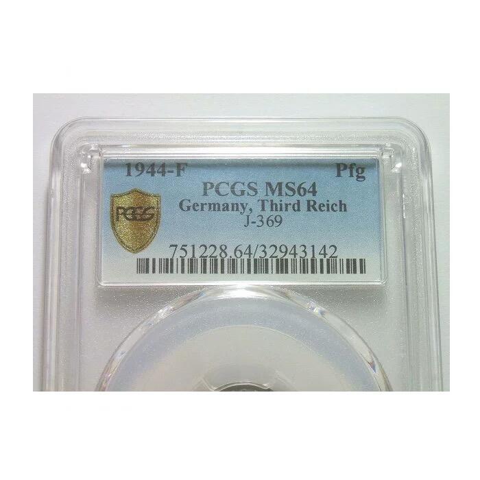 PCGS MS64 德国第三帝国1944年F版1芬尼 难得开卷原光