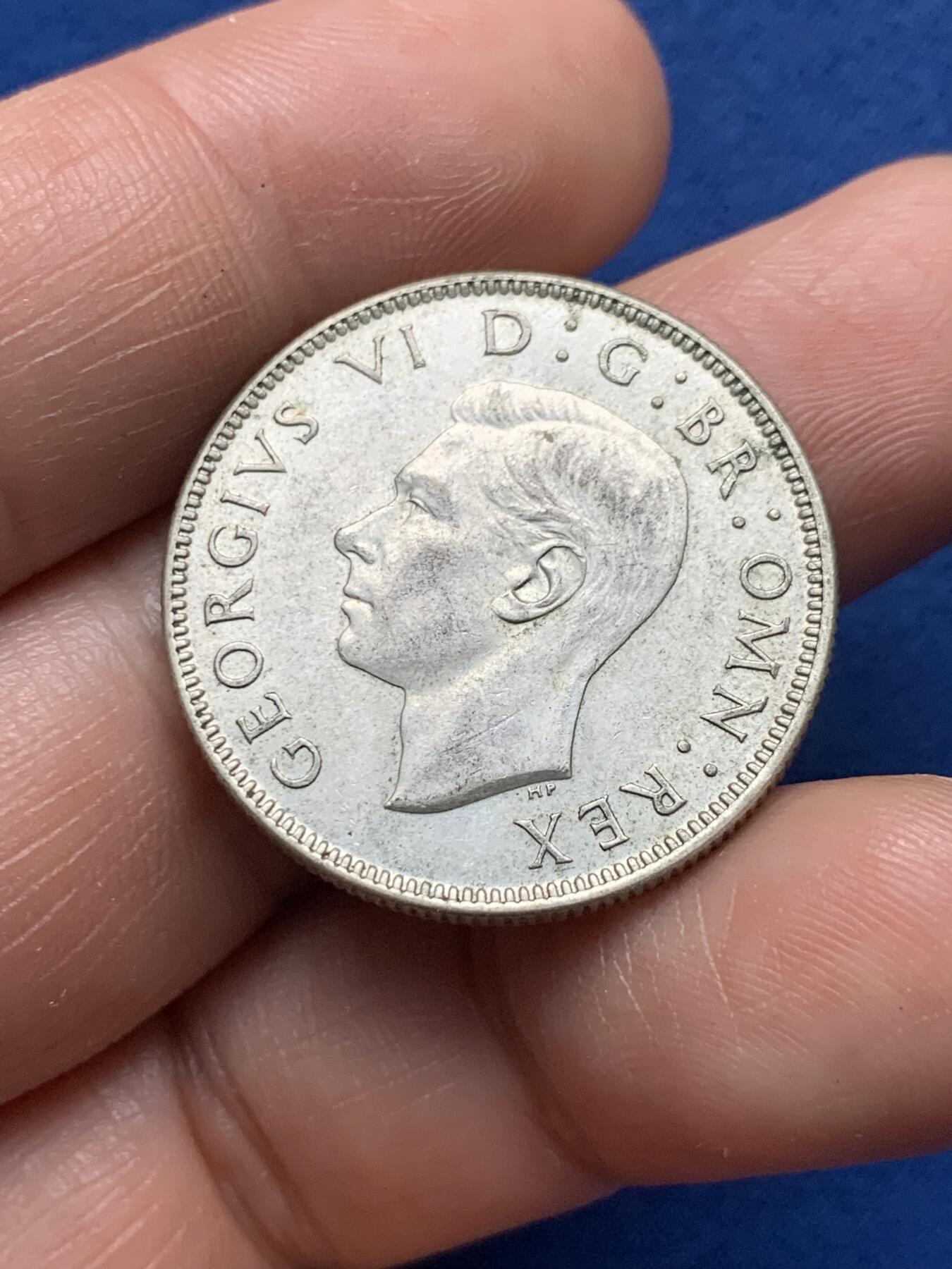 《竞宝斋》第373场 周日，周一，周二 3场连拍 （全场包邮） 英国 1945年 乔治六世 2先令银币