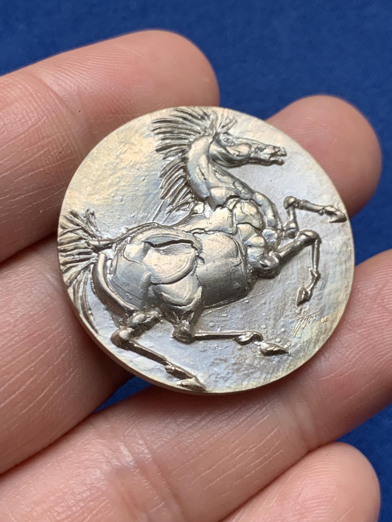 《竞宝斋》第373场 周日，周一，周二 3场连拍 （全场包邮） 瑞士汉斯·埃尔尼银章 1919-1969“马戏团骑士50周年”银章 900银 20.4克 34.1mm