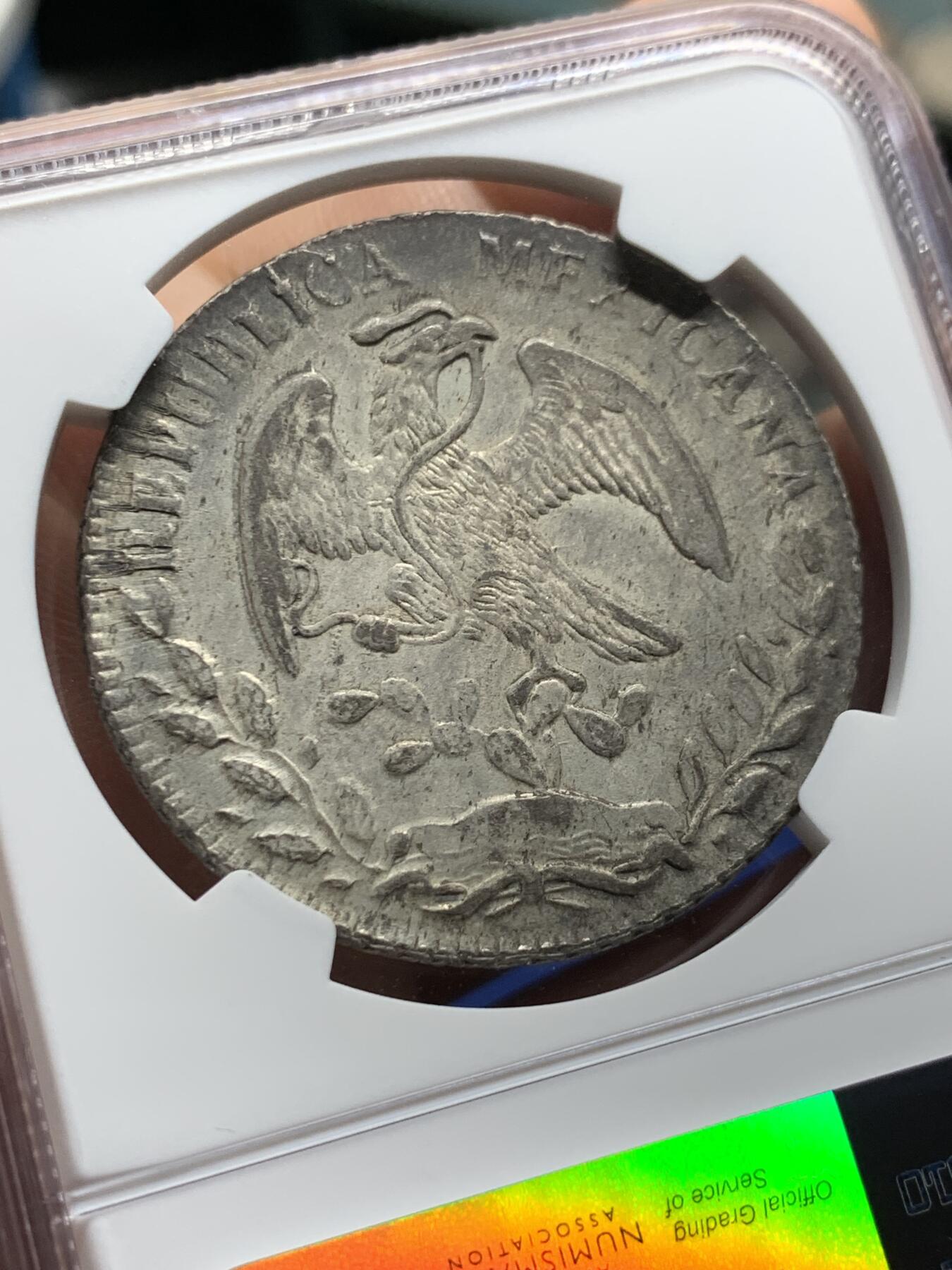 《竞宝斋》第373场 周日，周一，周二 3场连拍 （全场包邮） NGC AU50 墨西哥 1882 CA MM 鹰洋 8里亚尔 银币