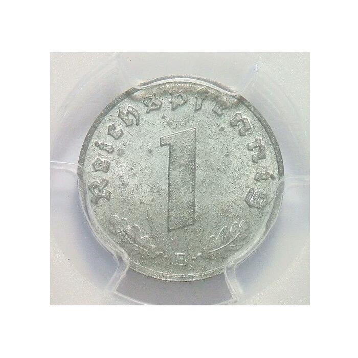 PCGS MS65 德国第三帝国1944年B版1芬尼 难得开卷原光