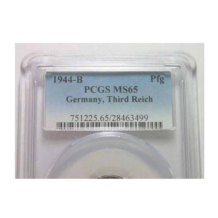 PCGS MS65 德国第三帝国1944年B版1芬尼 难得开卷原光