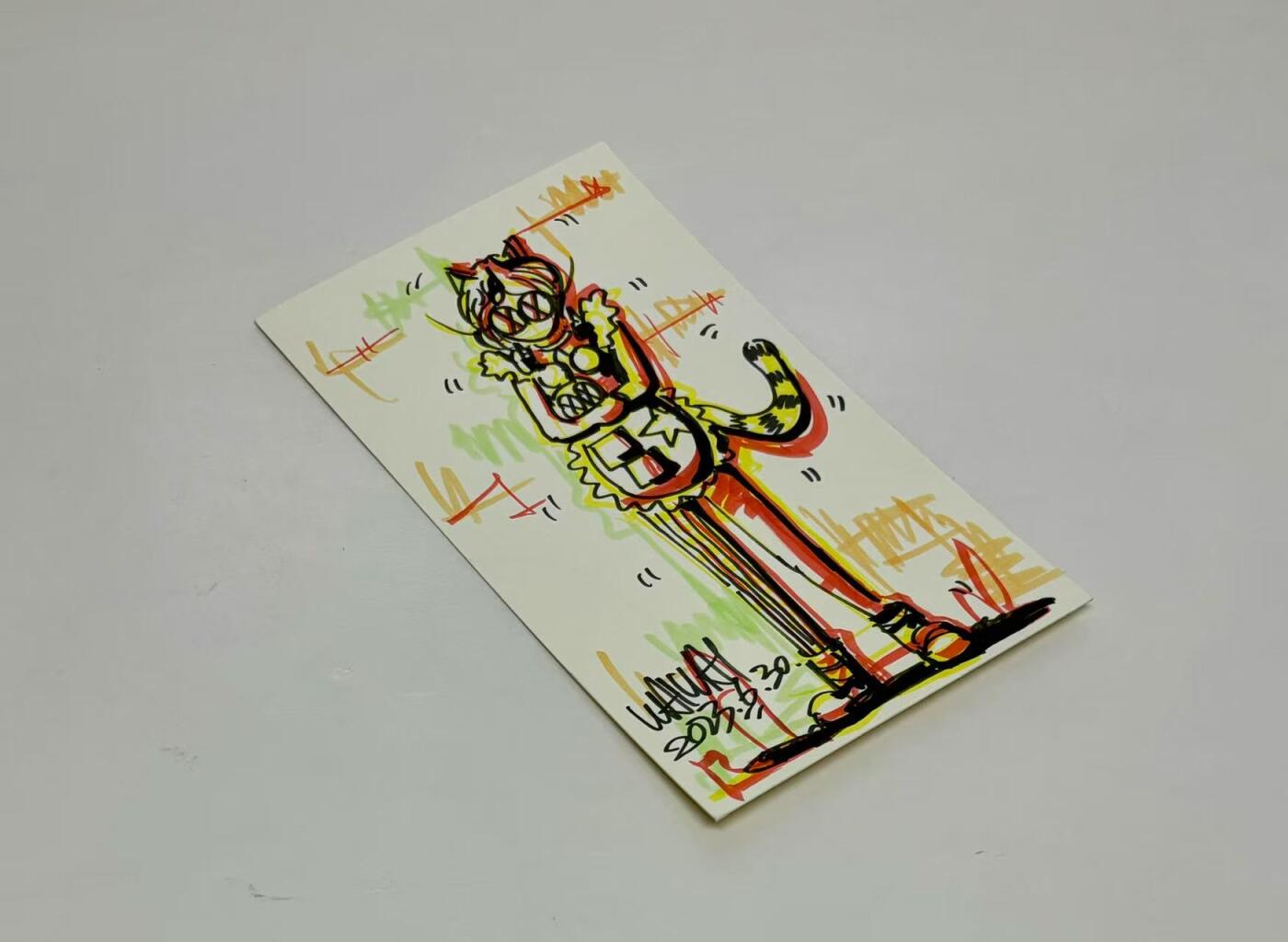 零元拍：歪歪亲笔签名原画色卡，尺寸：270X150MM，不是复制画哦