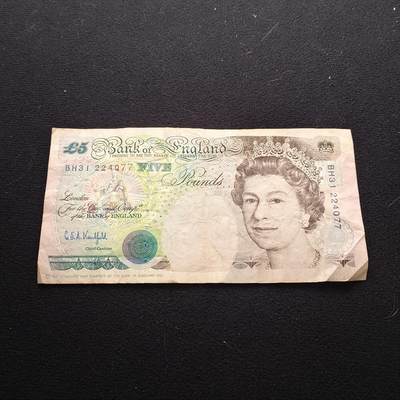 0起1加再包邮-纯粹捡漏拍-421散币银币场 - 【纸钞】英国英格兰5镑非全新纸钞
