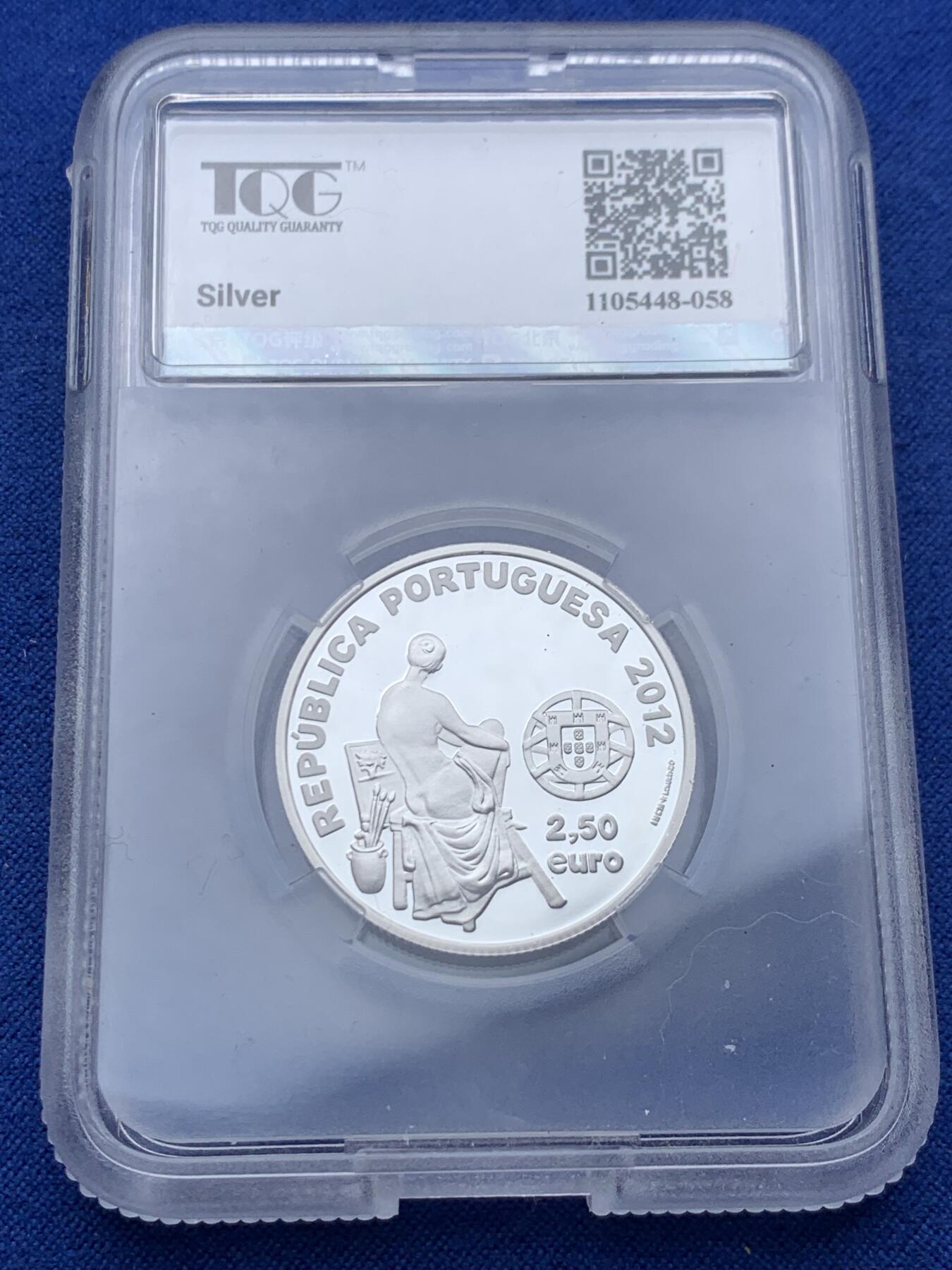 《竞宝斋》第373场 周日，周一，周二 3场连拍 （全场包邮） TQG PF69UC 葡萄牙2012年欧洲之星系列-何塞•马赫（葡萄牙自然主义画家）2.5欧元精制银币 12克 925银 发行量：约4千多