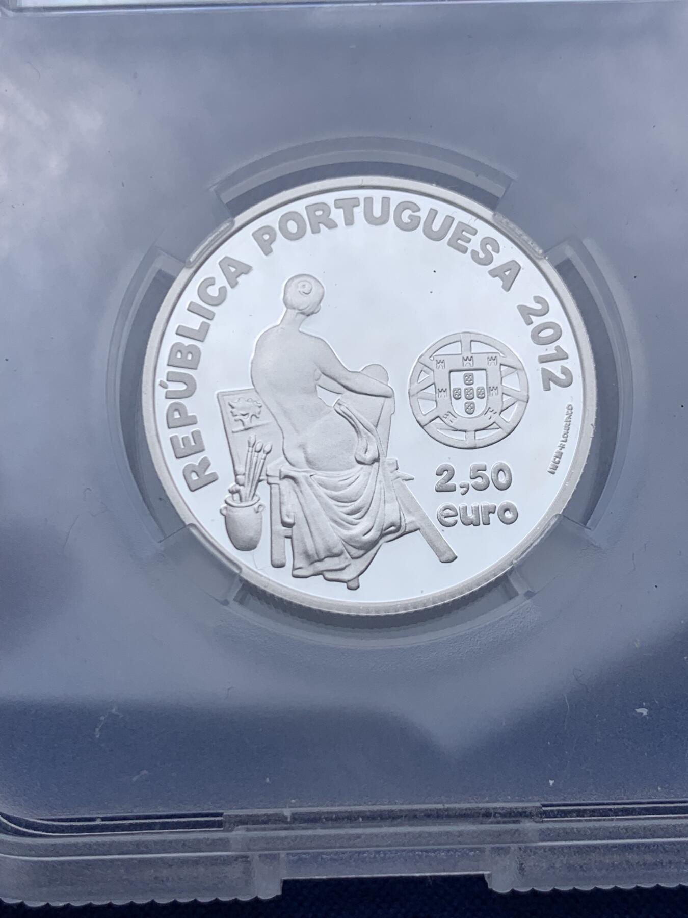 《竞宝斋》第373场 周日，周一，周二 3场连拍 （全场包邮） TQG PF69UC 葡萄牙2012年欧洲之星系列-何塞•马赫（葡萄牙自然主义画家）2.5欧元精制银币 12克 925银 发行量：约4千多