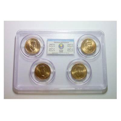 少见大盒PCGS MS65 美国杰斐逊1元总统币 4个版全齐 开卷原光 - 少见大盒PCGS MS65 美国杰斐逊1元总统币 4个版全齐 开卷原光