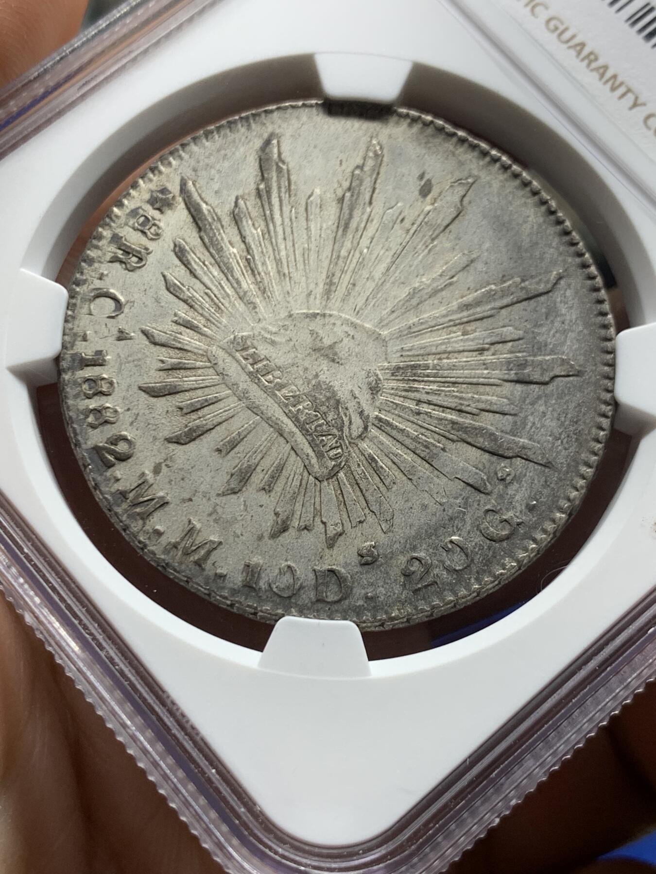 《竞宝斋》第373场 周日，周一，周二 3场连拍 （全场包邮） NGC AU50 墨西哥 1882 CA MM 鹰洋 8里亚尔 银币