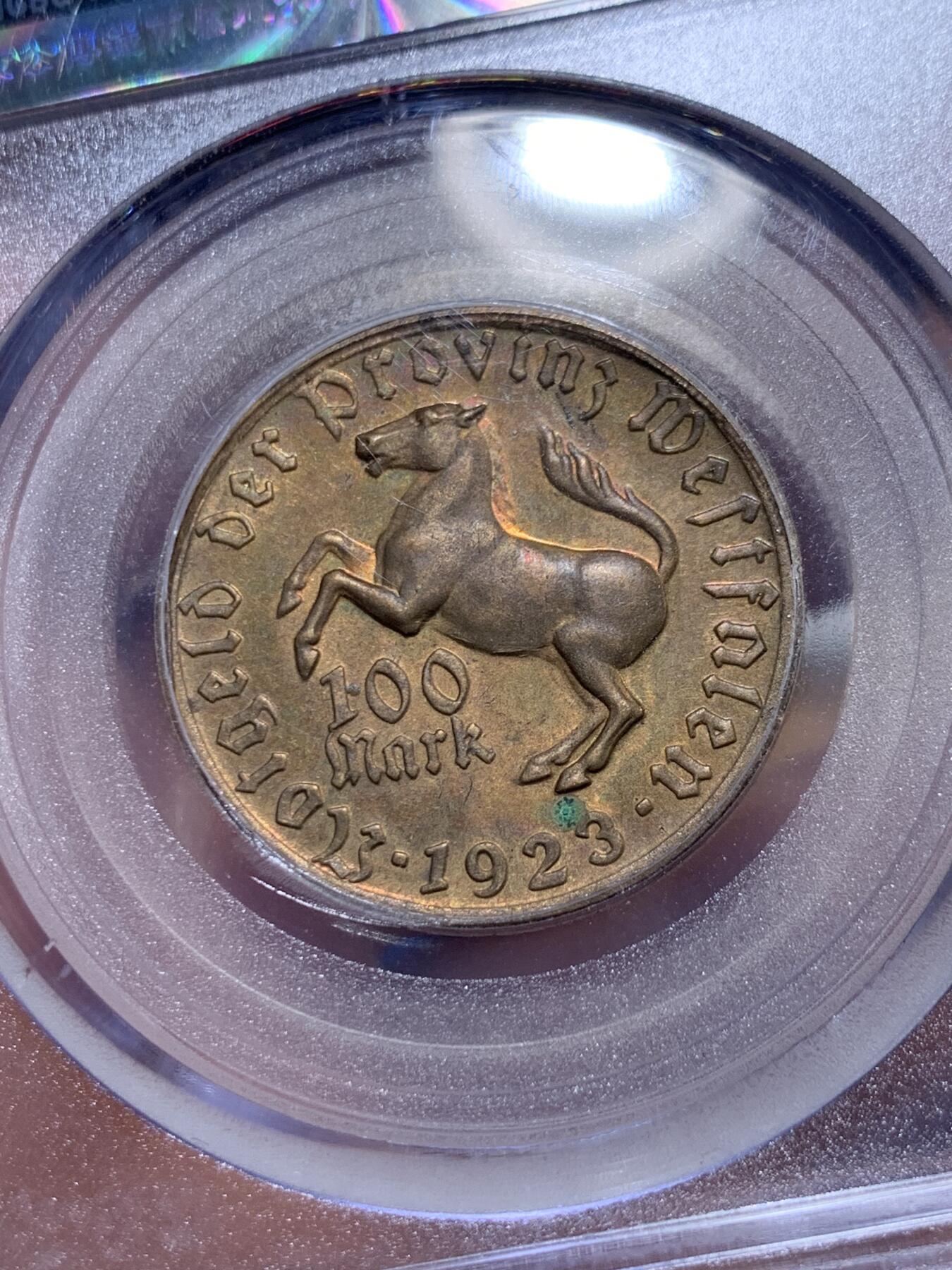 《竞宝斋》第373场 周日，周一，周二 3场连拍 （全场包邮） 公博 MS64 德国1923年100马克铜币