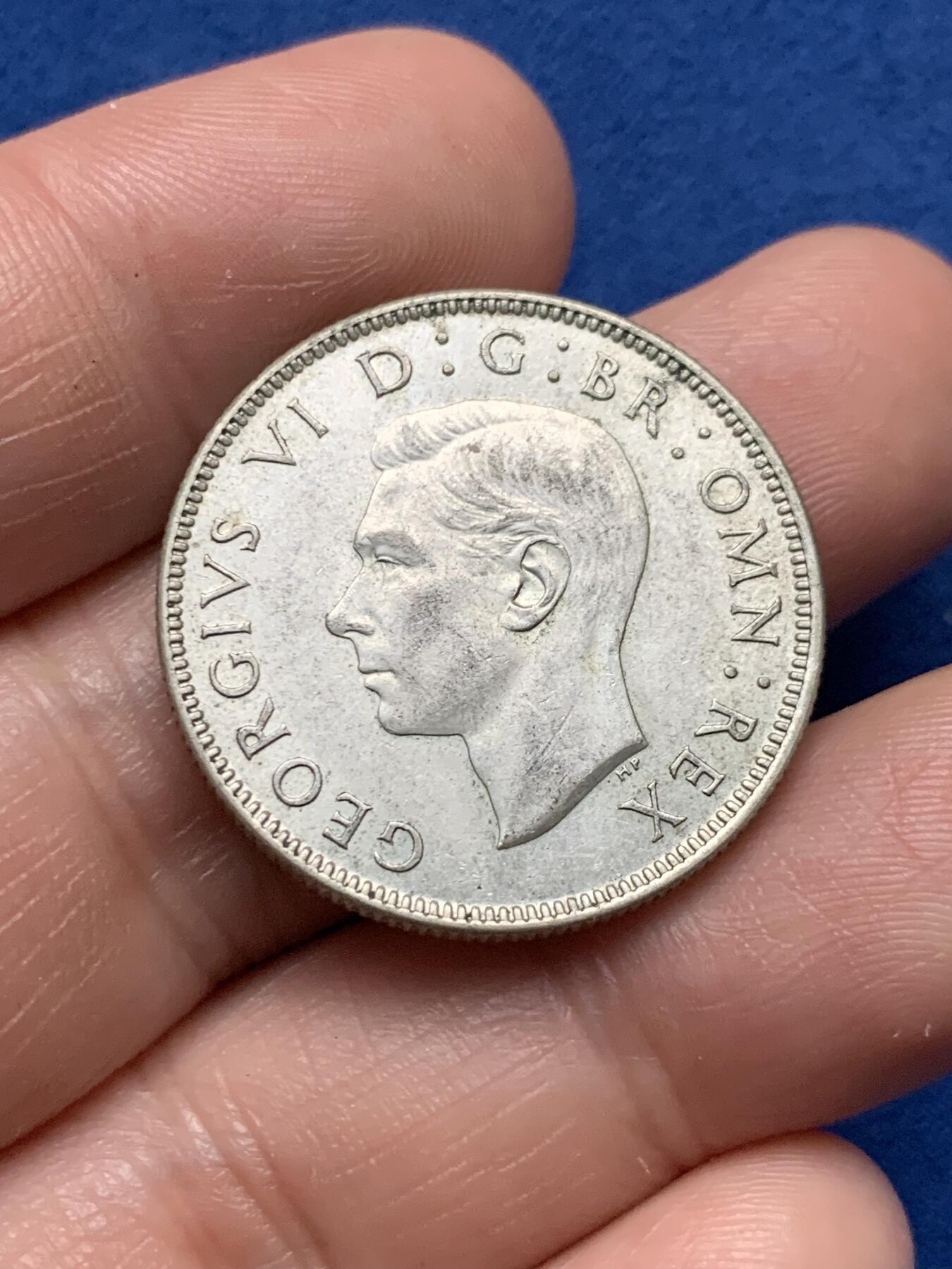 《竞宝斋》第373场 周日，周一，周二 3场连拍 （全场包邮） 英国 1945年 乔治六世 2先令银币