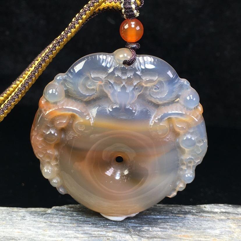 ❤️玛瑙荔枝冻三阳开泰平安扣挂件(36066) 尺寸50*49*7mm重量24g