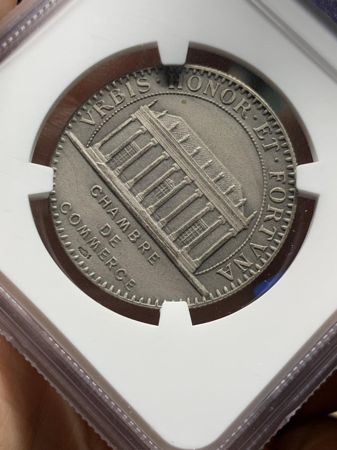 《竞宝斋》第373场 周日，周一，周二 3场连拍 （全场包邮） NGC MS65MATTE 法国19世纪南特商会纪念银章，matte磨砂版